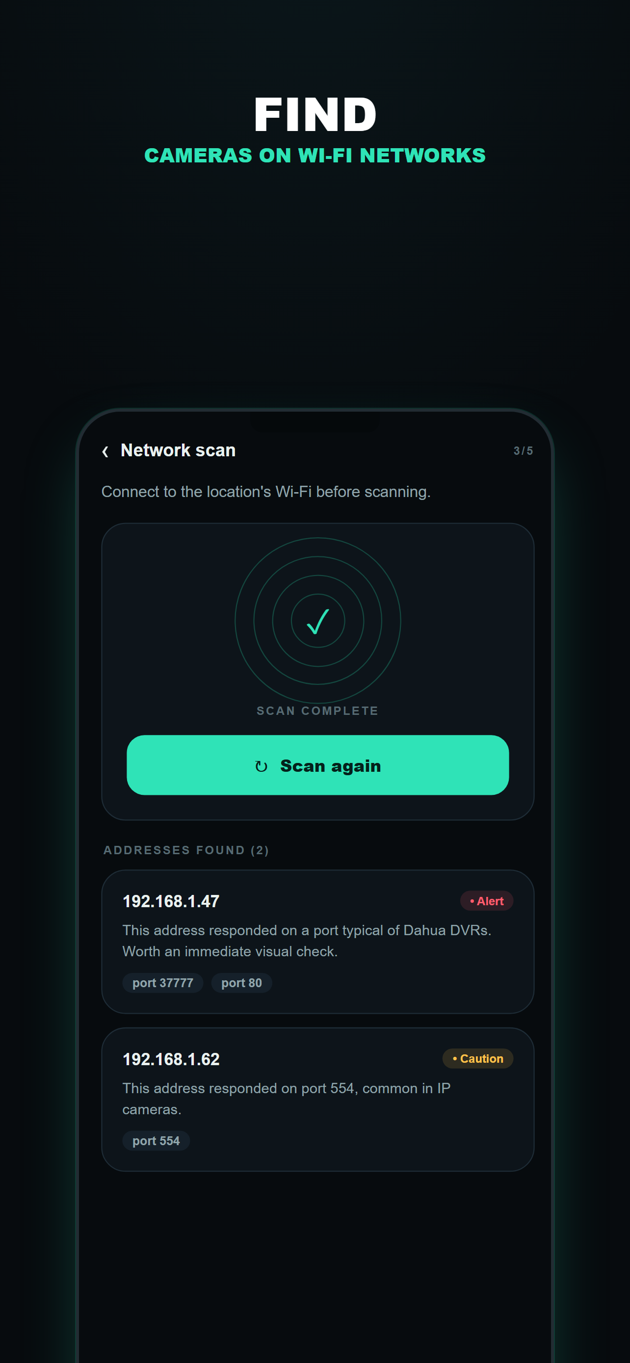 Sonar finding cameras on the Wi-Fi network
