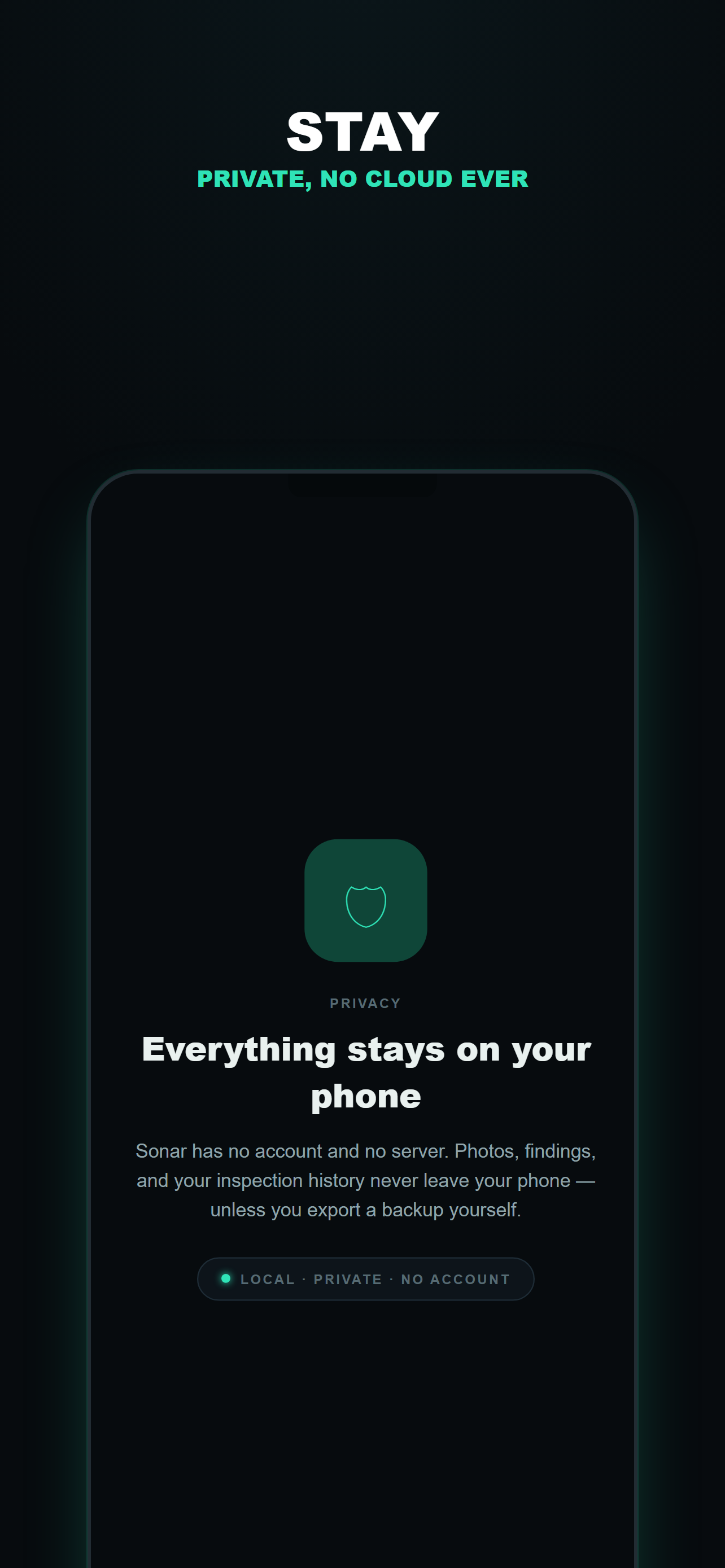 Sonar operating 100% locally without sending data to the cloud.
